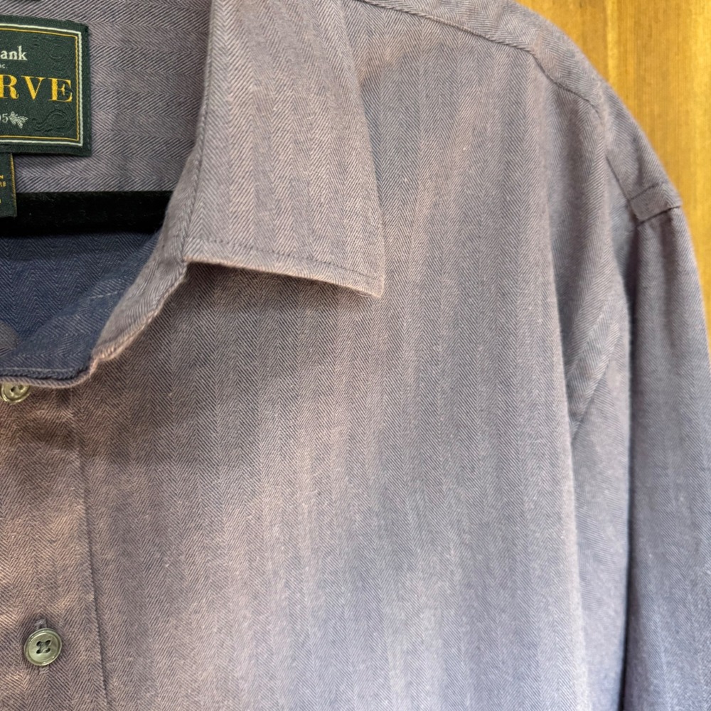 Jos A Bank Reserve Purple Herringbone Cotton Cashmere Tailored Fit Shirt XL - Picture 2 of 8
